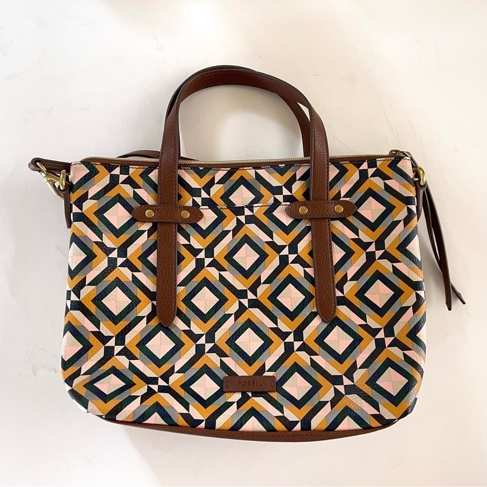 Fossil Bag Felicity Satchel Geometric Casual Boho… - image 2